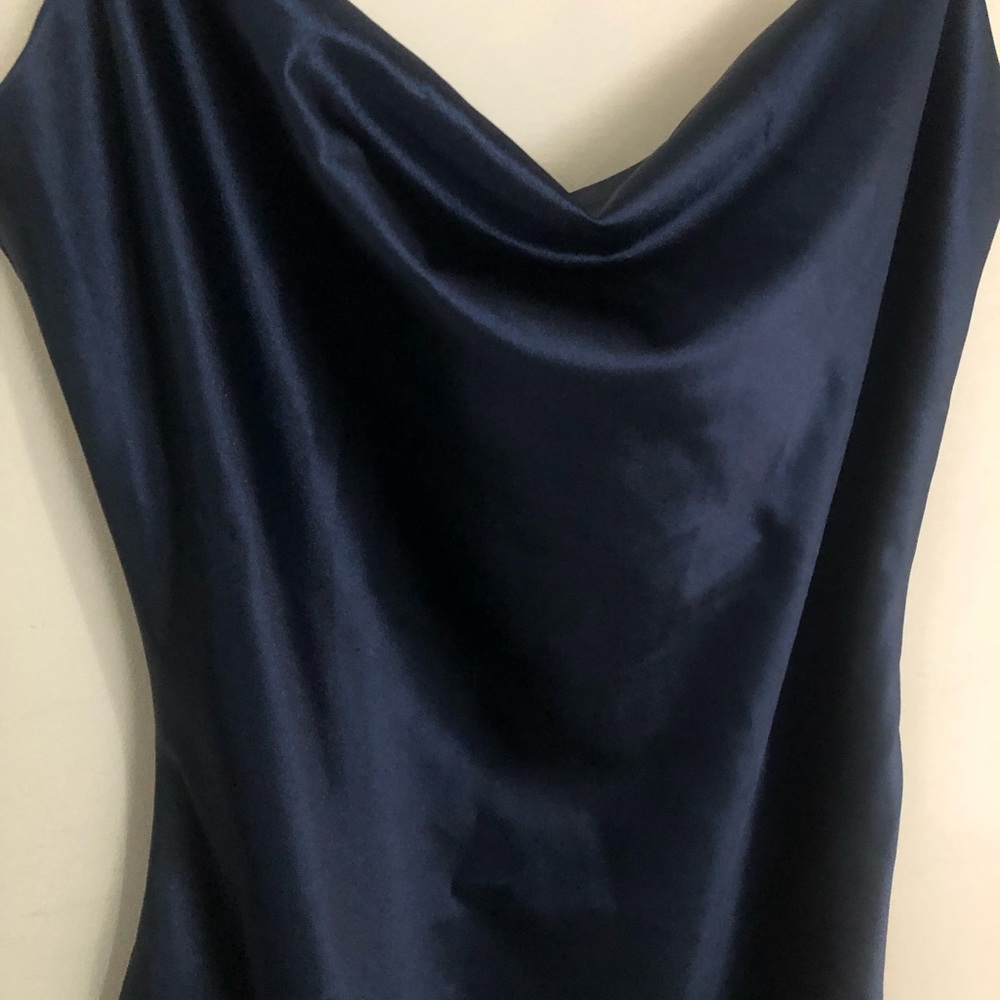 Blue Cowl Neck Midi Dress